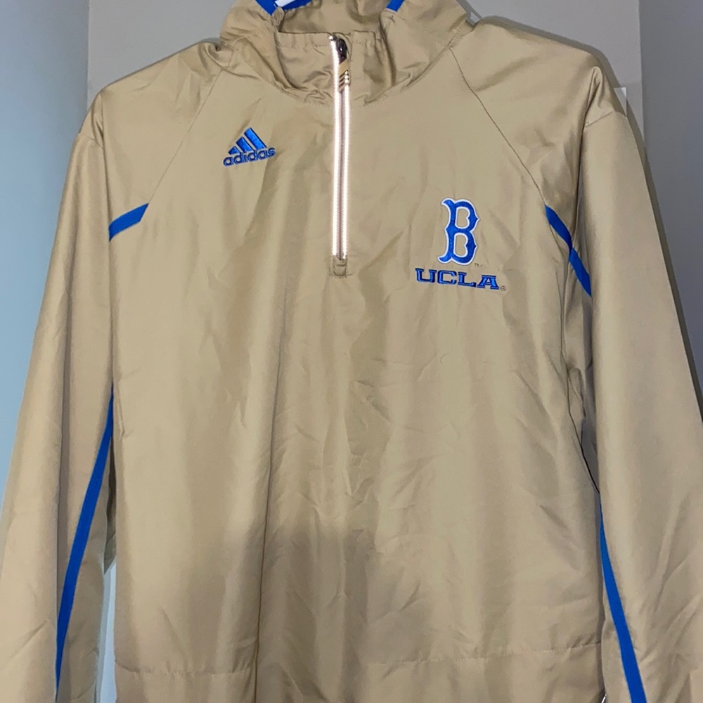 Adidas Climaproof UCLA Bruins 1/2 Zip Windbreaker Rain Jacket Hoodie Men's L